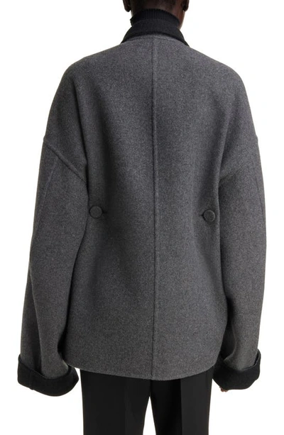 Shop Givenchy Oversize Wool Blend Wrap Coat In Dark Grey/ Grey