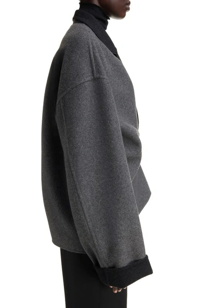 Shop Givenchy Oversize Wool Blend Wrap Coat In Dark Grey/ Grey