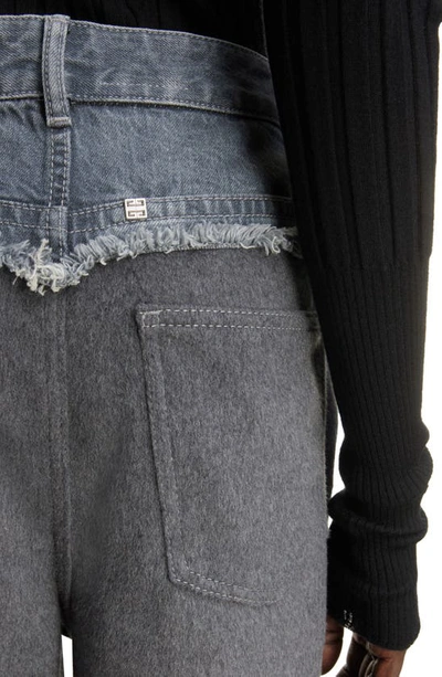 Shop Givenchy Denim & Wool Extrawide Leg Pants In Grey