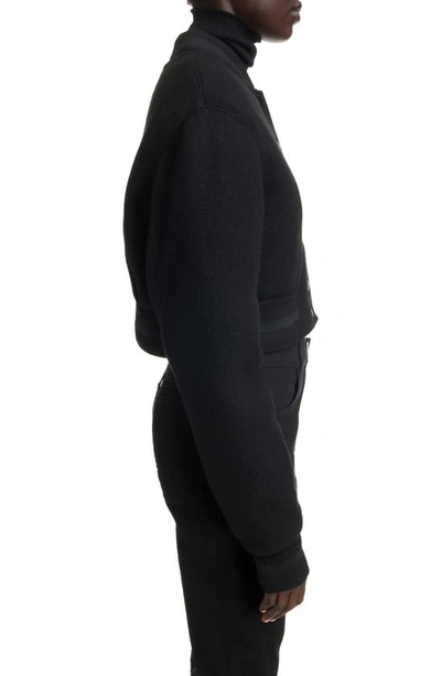 Shop Givenchy Wool Crop Varsity Jacket In Black