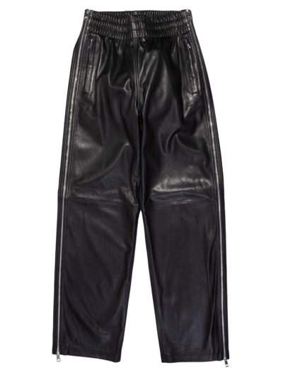 Shop Purple Brand Men's Leather Side-zip Relaxed-fit Track Pants In Black