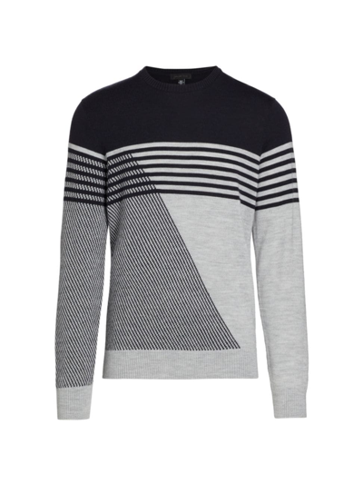 Shop Saks Fifth Avenue Men's Collection Spliced Striped Sweater In Moonless
