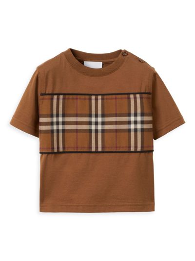 Shop Burberry Baby's Check T-shirt In Dark Birch Brown