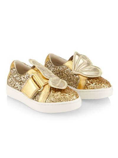 Shop Sophia Webster Girl's Heavenly Sneakers In Liquid Gold Glitter