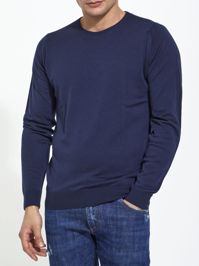 John Smedley Blue Merino Jumper In Blue