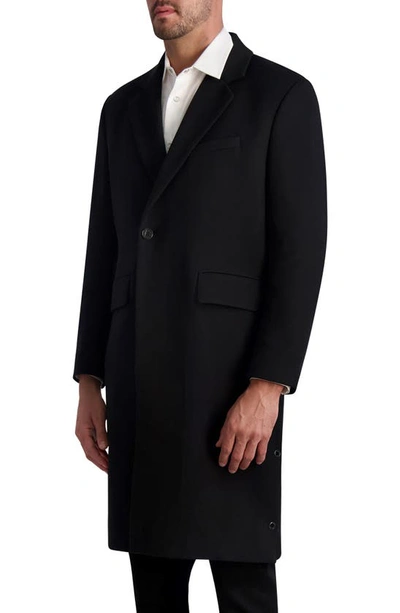 Shop Karl Lagerfeld One Button Notched Lapel Topcoat In Black