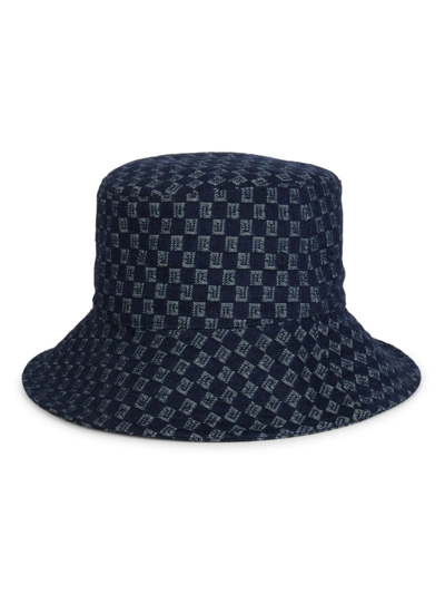 Shop Balmain Men's Monogram Jacquard Bucket Hat In Blue