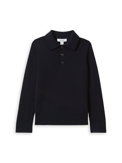 Shop Reiss Little Boy's & Boy's Long-sleeve Polo Sweater In Navy