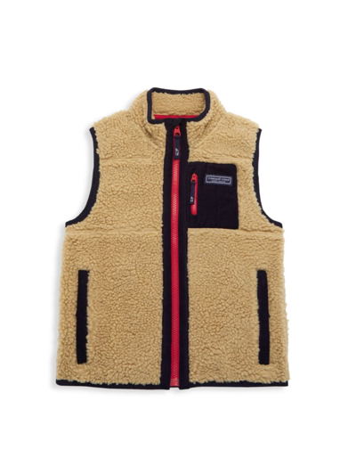 Shop Vineyard Vines Little Boy's & Boy's Sherpa Vest In Officer Khaki