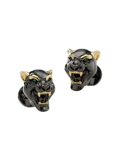 Shop Cufflinks, Inc Men's Ox And Bull Trading Co. Black Panther Sterling Silver Embellished Cufflinks