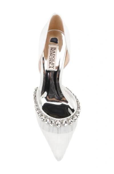 Shop Badgley Mischka Everley Pointed Toe D'orsay Pump In White Satin