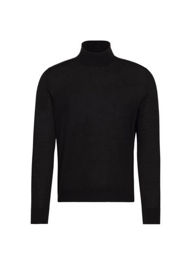 Shop Nili Lotan Men's Casper Wool-silk Tailored Sweater In Black