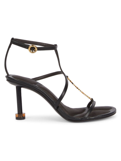 Shop Jacquemus Women's Les Sandales Pralu 80mm Leather Stiletto Sandals In Black