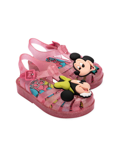Shop Mini Melissa Baby's & Little Girl's  Disney Glitter Sandals In Glitter Pink