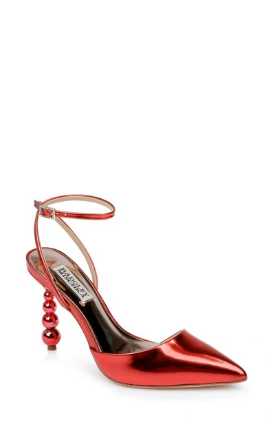 Shop Badgley Mischka Indie Ii Ankle Strap Pointed Toe Pump In Ruby Red