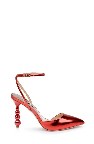 Shop Badgley Mischka Indie Ii Ankle Strap Pointed Toe Pump In Ruby Red