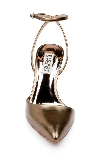 Shop Badgley Mischka Indie Ii Ankle Strap Pointed Toe Pump In Bronze