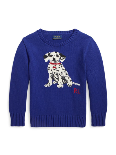 Shop Polo Ralph Lauren Little Kid's & Kid's Dalmatian Crewneck Sweater In Sporting Royal
