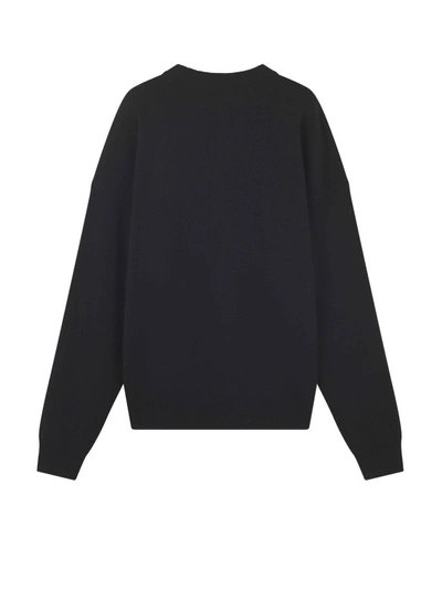 Shop Maison Kitsuné Wool Sweater With Frontal Embroidery In Black