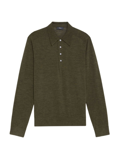 Shop Theory Men's Wool Polo Sweater In Uniform Melange