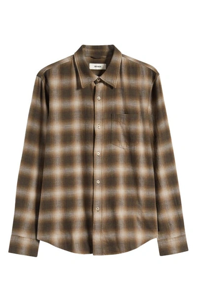 Shop Buck Mason Pacific Twill Plaid One Pocket Button-up Shirt In Dark Olive Ranger Shadow Plaid