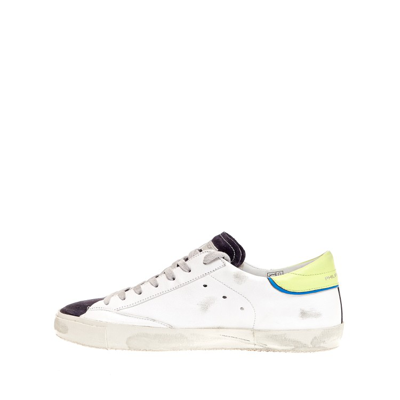 Shop Philippe Model Leather White Fluo Grey Paris Sneakers