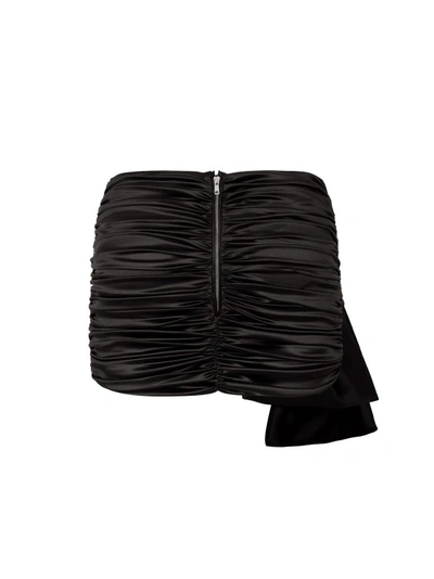 Shop Dolce & Gabbana Stretch Silk Skirt With Bow In Black