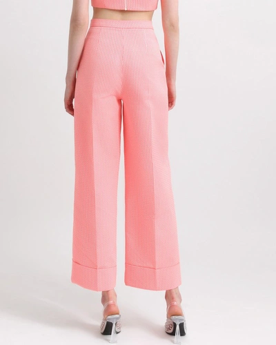 Shop Gemy Maalouf Straight Cut Cropped Pants With Cropped Jacquard Top - Sets In Pink
