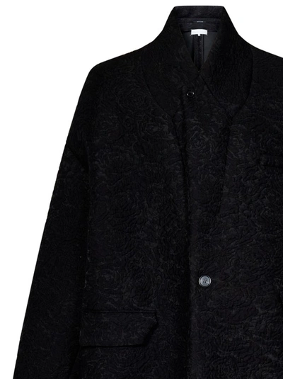 Shop Maison Margiela Black Jacquard Oversized Coat