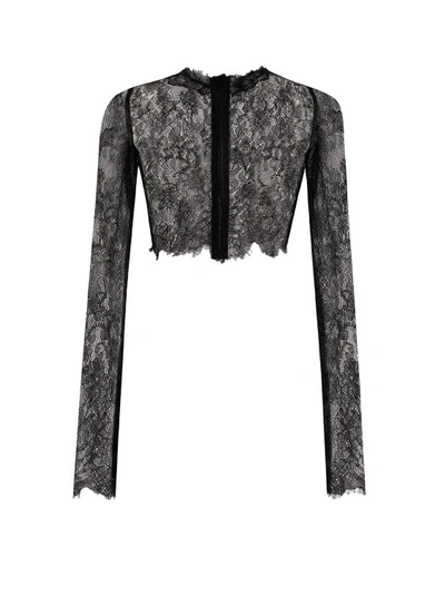 Shop Dolce & Gabbana Chantilly Lace Top In Black