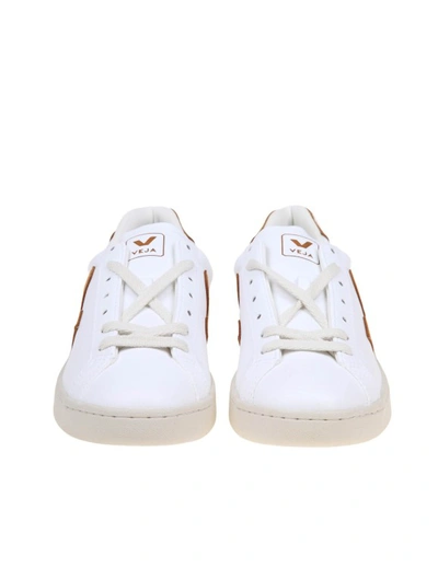 Shop Veja Urca Sneakers In White And Camel Leather And Suede