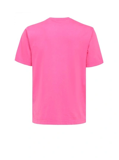 Shop Palm Angels Cotton T-shirt With Embroidered Logo In Pink