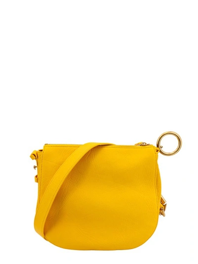 Shop Burberry Leather Shoulder Bag With Metal Rings In Yellow