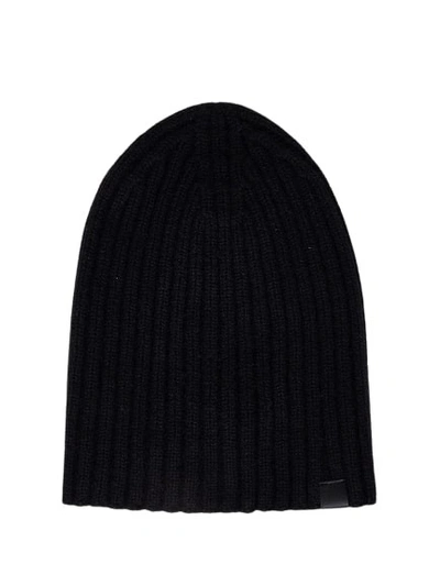 Shop Tom Ford Black Ribbed Cashmere Knit Beanie