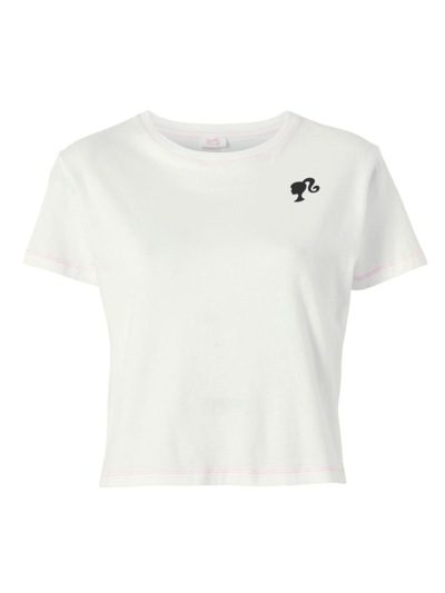 Shop Bandier Women's  X Barbie Boxy Crop T-shirt In White