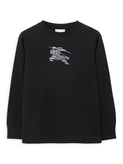 Shop Burberry Little Boy's & Boy's Logo Crewneck Sweater In Black