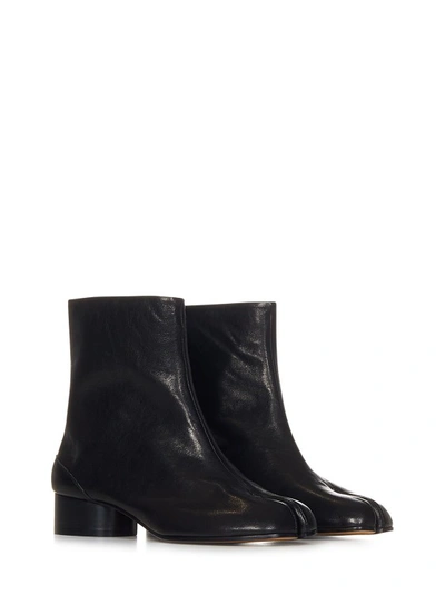 Shop Maison Margiela Black Soft Nappa Leather Ankle Boots With Tabi Split-toe