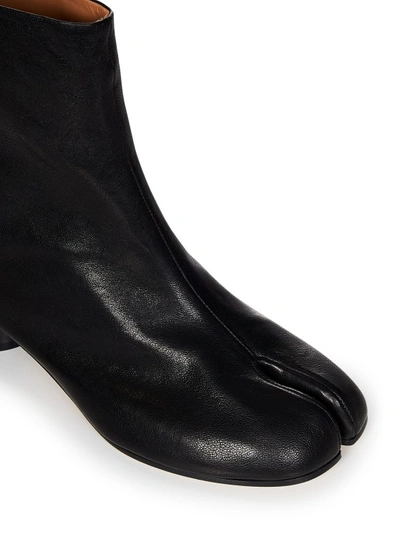 Shop Maison Margiela Black Soft Nappa Leather Ankle Boots With Tabi Split-toe