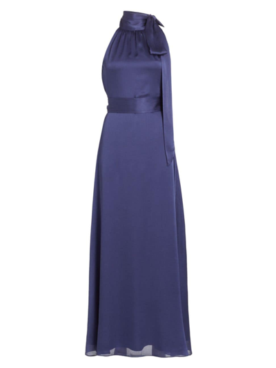 Shop Sachin & Babi Women's Kayla Tie High Neck Gown In Deep Cobalt