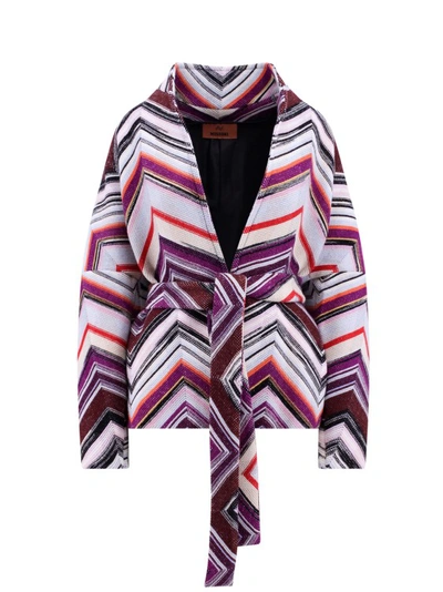Shop Missoni Multicolor Wool Jacket With Belt