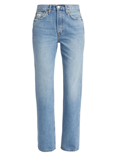 Shop Re/done Women's 90s High-rise Rigid Straight Jeans In Worn Blue