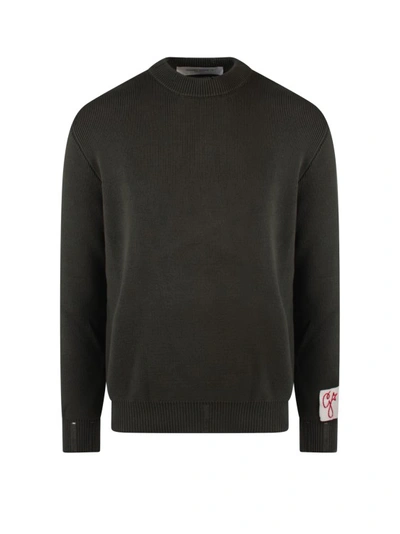 Shop Golden Goose Stretch Cotton Sweater With Logo Patch In Black