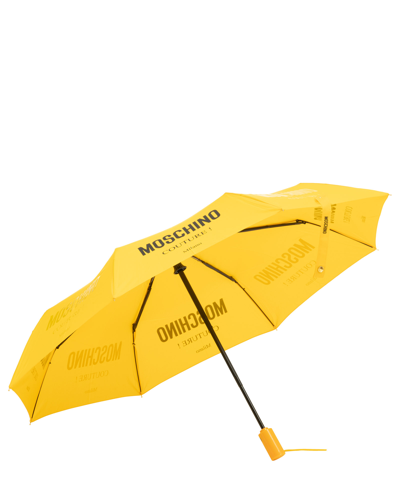 Shop Moschino Openclose Logo Couture Umbrella In Yellow