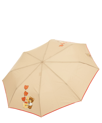 Shop Moschino Openclose Bear Balloons Umbrella In Beige