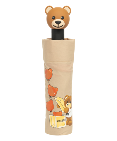 Shop Moschino Openclose Bear Balloons Umbrella In Beige