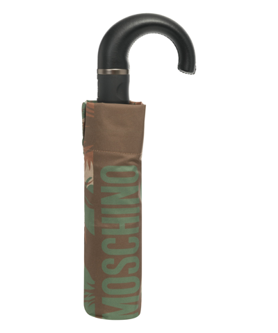 Moschino Openclose Jungle Camouflage Umbrella In Green