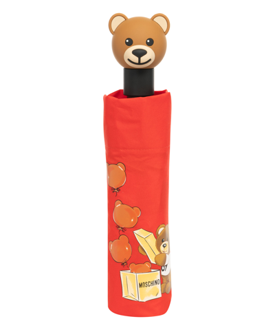 Shop Moschino Openclose Bear Balloons Mini Umbrella In Red