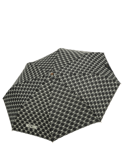 Shop Moschino Openclose Double Question Mark Mini Umbrella In Black