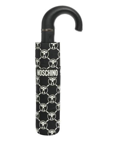 Shop Moschino Openclose Double Question Mark Mini Umbrella In Black