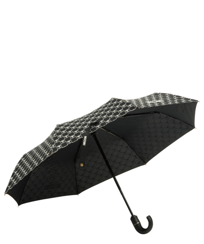 Shop Moschino Openclose Double Question Mark Mini Umbrella In Black